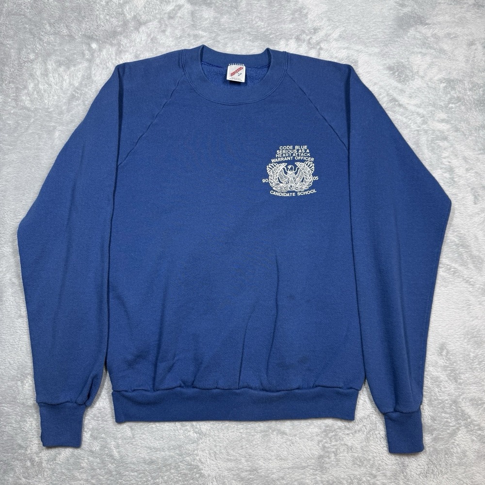 Vintage Jerzees Warrant Officer Sweatshirt‎ Men Large Blue Serious As A